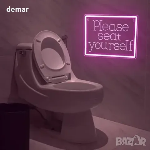 Розов LED неонов надпис Please Seat Yourself, снимка 3 - Други стоки за дома - 56330064