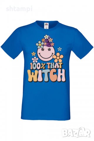 Мъжка тениска 100 percent that witch,Halloween,Хелоуин,Празник,Забавление,Изненада,Обичаи,, снимка 4 - Тениски - 38132517