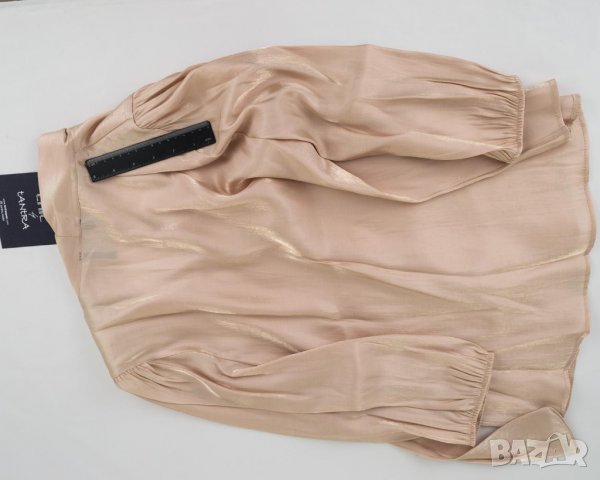 Сатенирана бежова дамска блуза марка Tantra - XL, снимка 4 - Блузи с дълъг ръкав и пуловери - 36812226