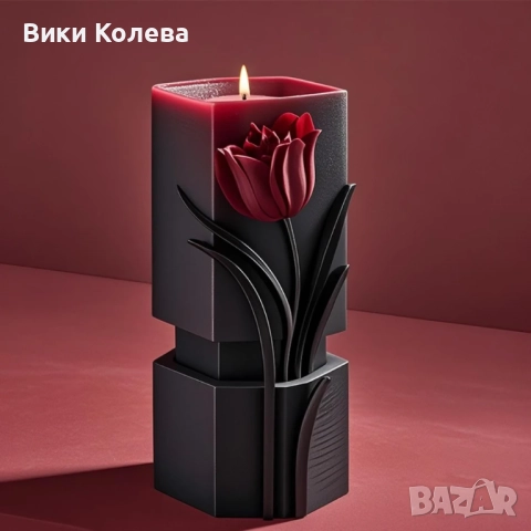 Силиконов мод за свещи – елегантна форма с цвете лале, снимка 2 - Форми - 51757943