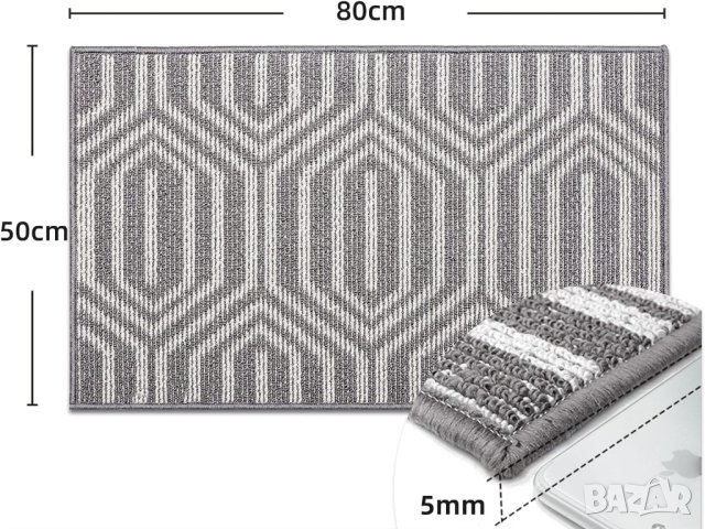 Килимче / изтривалка 50 х 80 см B-UK-SGHL-GREY, снимка 7 - Килими - 42811730