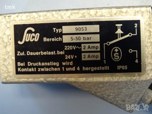 Пресостат SUCO typ9053 Pressure Switch 5-50Bar, снимка 5 - Резервни части за машини - 47861805