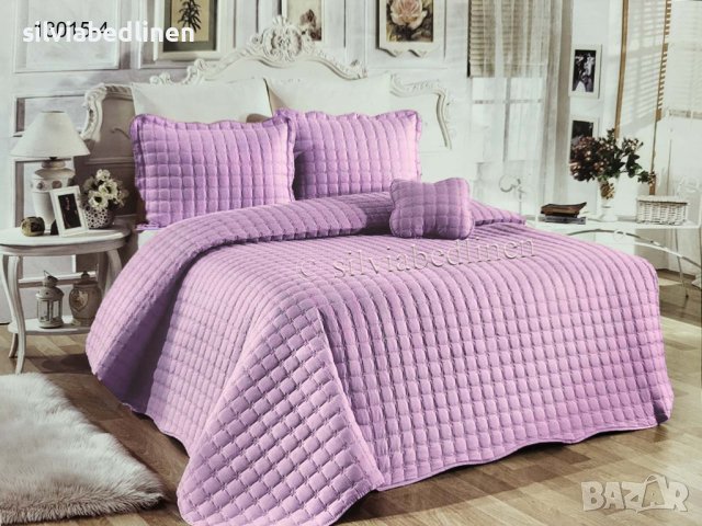 ПРОМОЦИЯ! -15% за луксозна едноцветна кувертюра(шалте) за спалня с калъфки
