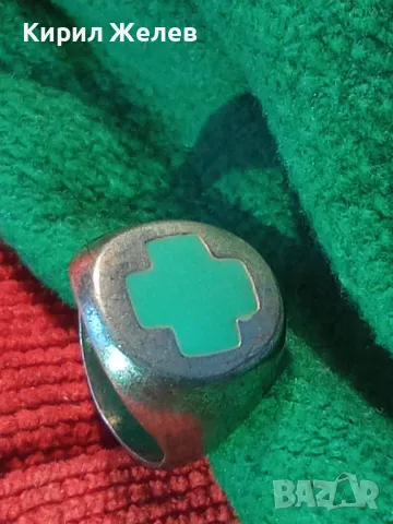 СТИЛЕН СРЕБЪРЕН ПРЪСТЕН СРЕБРО 925 с КРЪСТООБРАЗЕН ЗЕЛЕН ЕМАЙЛ РЪЧНА АРТ РАБОТА 49997, снимка 16 - Пръстени - 50024179