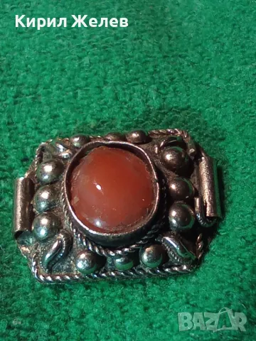 ЕЛЕМЕНТ от СТАРА БРОНЗОВА ПОСРЕБРЕНА ОРИЕНТАЛСКА ЕТНОГРАФСКА ГРИВНА с НАТУРАЛЕН КАРНЕОЛ 13818, снимка 12 - Антикварни и старинни предмети - 36225108