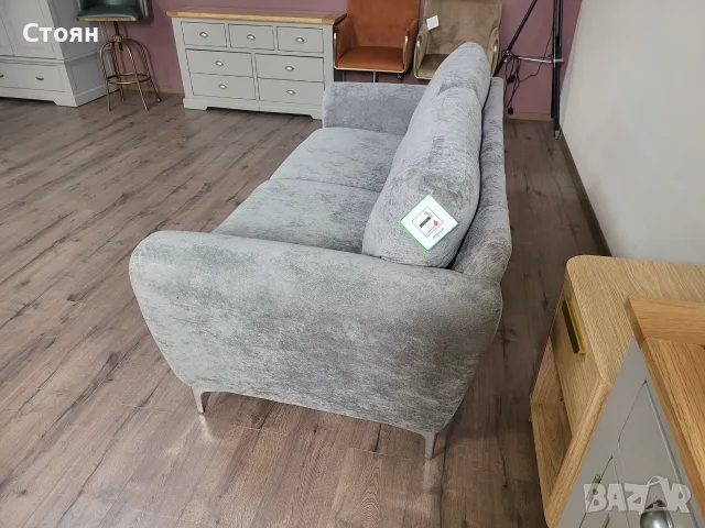 Сив диван от плат тройка, снимка 4 - Дивани и мека мебел - 56486032