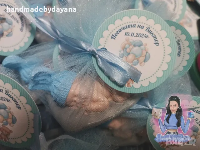 Подаръчета за гости - бебе в синьо , снимка 2 - Подаръци за кръщене - 48091169