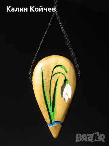 "Кокиче" - бижу миниатюра от чемшир, снимка 2 - Колиета, медальони, синджири - 49088854