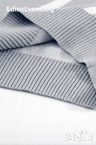 Дамски пуловер в сив цвят със зебра принт и голо рамо, снимка 13 - Блузи с дълъг ръкав и пуловери - 42781456