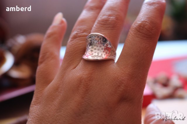 Стилен и елегантен сребърен пръстен модел R077, снимка 6 - Пръстени - 28927708