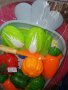 Зеленчуци, които могат да се режат с ножче от пласмаса. Детска игра, има табла и дъска за рязане, снимка 2