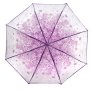 Сгъваем чадър за дъжд, ръчен, прозрачни лилави листа 26 см