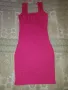 Къса безшевна цикламена рокля рипс, снимка 2
