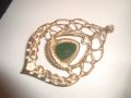 ЗЕЛЕН АХАТ и ТЮРКОАЗИ ПОЗЛАТЕН ВИНТИДЖ МЕДАЛЬОН 19158, снимка 2