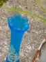Винтидж ваза от сатенено стъкло Westmoreland Blue Mist, ръчно рисувана 📐 23 см , снимка 4