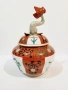 Буркан за бонбони или захарница от фин порцелан Herend  “Red Dynasty” с капак Koi fish., снимка 5