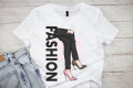 Дамска тениска Motif с цветна щампа  Fashion Girl / Мода / жена / High heels, снимка 1 - Тениски - 44812191