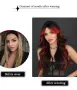 🖤❤️ Екстравагантна черна перука с червени кичури - чуплива, 60 см, дълъг бретон, снимка 3
