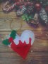 Коледна декорация сърце/ Коледни играчки сърце за елха от филц ръчна изработка, снимка 2