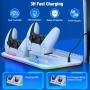 Нова Стойка за PS5 Slim Pro с охлаждане зарядно RGB и дискове Зарядна станция, снимка 4