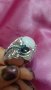 Масивен посребрен пръстен със сапфири и лунен камък, снимка 3
