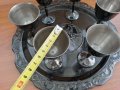 стари метални чаши с поднос месинг бронз , снимка 5