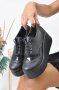 Обувки на платформа - черна кожа - 450-L