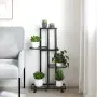 vidaXL 4-етажна стойка за цветя на колела, 44x23x80 см, черна, желязо, снимка 3