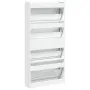 vidaXL Шкаф за обувки с 4 флип чекмеджета бял 80x21x163,5 см, снимка 8