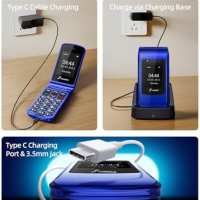 Нов Мобилен телефон с големи бутони за възрастни Отключен SOS бутон, снимка 4 - Телефони с две сим карти - 44497549