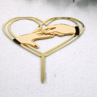 Ръце сватбена халка халки в златно сърце пластмасов топер за торта Сватбен сватба Годеж, снимка 3 - Други - 30126664
