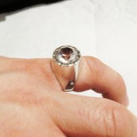 мъжки сребърен пръстен, солиден мъжки пръстен с голям камък - цирконий - стар внос от Щатите ., снимка 5 - Пръстени - 31568998