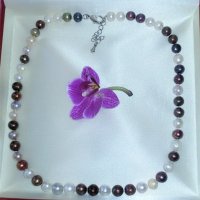 Бижу от естествени перли с различен, естествен цвят, снимка 1 - Подаръци за жени - 31343507