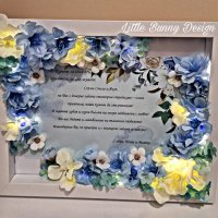 Декорирана рамка с цветя - подарък към кумове, снимка 9 - Подаръци за сватба - 41842148