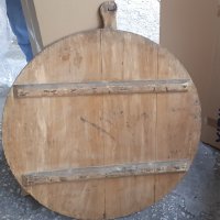Дървена дъска за месене на хляб, голям дървен кръг фурнаджийска лопата кухня фурна тесто механа пица, снимка 2 - Антикварни и старинни предмети - 28878594