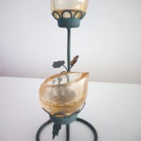 Метален свещник със стъклени орнаменти, снимка 2 - Други стоки за дома - 39853830