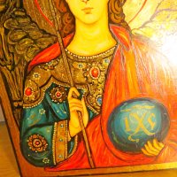 Старинна православна икона на АРХАНГЕЛ МИХАЙЛ - защитник от видими и невидими врагове, за изцелен, снимка 6 - Икони - 36906360