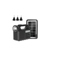 Комплект със соларен панел, фенерче, 3 крушки, USB, снимка 2 - Прожектори - 44217747