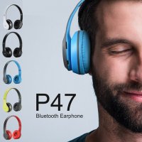 HiFi Безжични Слушалки P47 Wireless, FM Radio, MP3, Micro SD Card, Bluetooth 4.2, Дждж, снимка 4 - Bluetooth слушалки - 30224881