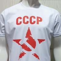 Нова мъжка бяла тениска с трансферен печат СССР звезда, Русия, снимка 7 - Тениски - 30162954