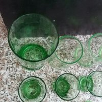 Чаши от зелено стъкло , снимка 5 - Антикварни и старинни предмети - 38184618