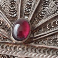 Стара Сребърна филигранна кутия за бижута с натурален рубин/сребро 925/, снимка 12 - Антикварни и старинни предмети - 40082694