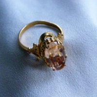 Позлатен сребърен пръстен с морганит, снимка 5 - Пръстени - 23497599