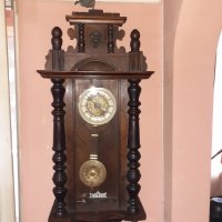 Стар френски антикварен стенен часовнис над 120 годишен, снимка 1 - Антикварни и старинни предмети - 37298365