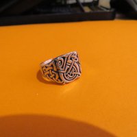 Старинен Мъжки сребърен пръстен  орнаменти викингски възел  - символът на вечноста., снимка 3 - Пръстени - 37536681