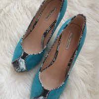 УНИКАЛНИ обувки на платформа в синьо със сиво змийски принт , снимка 4 - Дамски елегантни обувки - 37768935