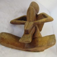 Дървена фигура, човек, мислител, молитва, йога, медитация, снимка 9 - Статуетки - 31658232