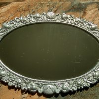 Vintage бароково , метално огледало с богата орнаментика. , снимка 2 - Антикварни и старинни предмети - 42203919