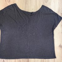 Дамска тениска BERSHKA, size S, свободен модел, тъмно сива, много запазена, снимка 2 - Тениски - 29007557