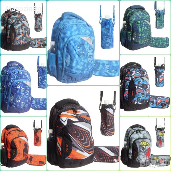 Ученическа раница с несесер и чанта за бутилка Glossy Bird, Размери 41х26х20 см, снимка 1